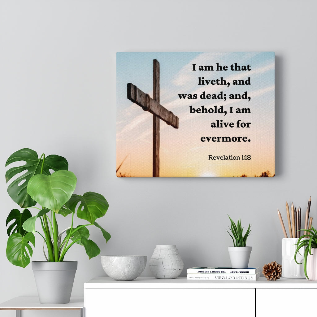 Alive Revelation 1:18 Bible Verse Canvas Christian Wall Art Ready to Hang Unframed-Express Your Love Gifts