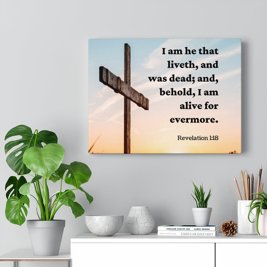Alive Revelation 1:18 Bible Verse Canvas Christian Wall Art Ready to Hang Unframed-Express Your Love Gifts