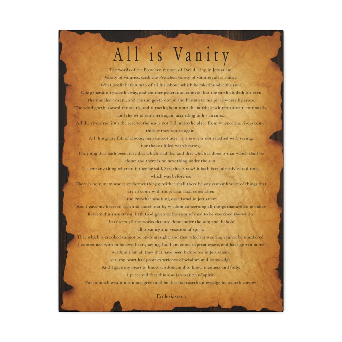 Scripture Walls Ecclesiastes 1 Chapter Gold Brown Bible Verse Canvas Christian Wall Art Ready to Hang Unframed-Express Your Love Gifts