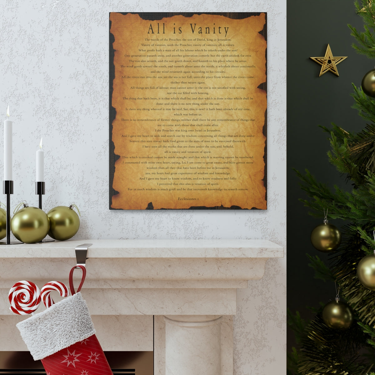 Scripture Walls Ecclesiastes 1 Chapter Gold Brown Bible Verse Canvas Christian Wall Art Ready to Hang Unframed-Express Your Love Gifts