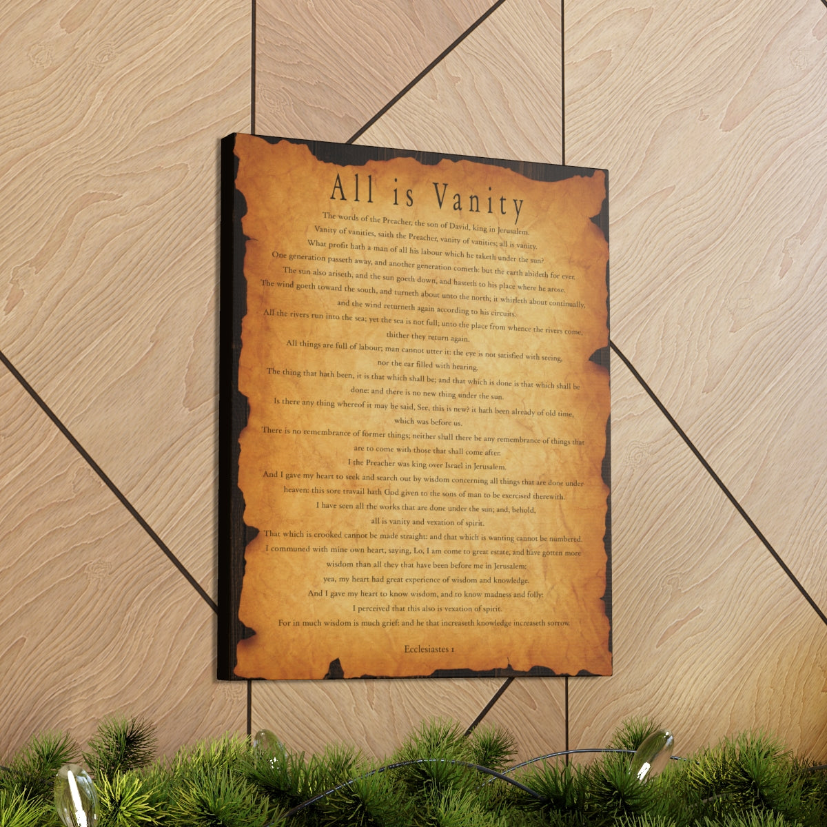 Scripture Walls Ecclesiastes 1 Chapter Gold Brown Bible Verse Canvas Christian Wall Art Ready to Hang Unframed-Express Your Love Gifts