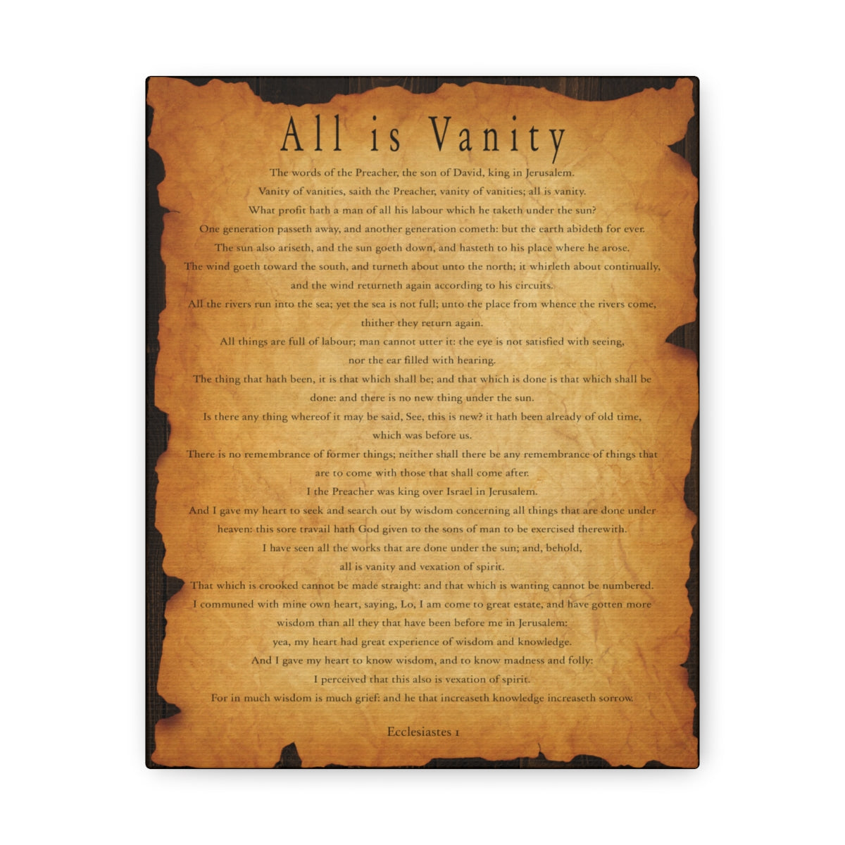 Scripture Walls Ecclesiastes 1 Chapter Gold Brown Bible Verse Canvas Christian Wall Art Ready to Hang Unframed-Express Your Love Gifts