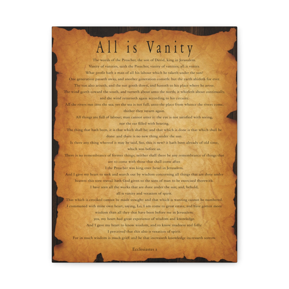 Scripture Walls Ecclesiastes 1 Chapter Gold Brown Bible Verse Canvas Christian Wall Art Ready to Hang Unframed-Express Your Love Gifts