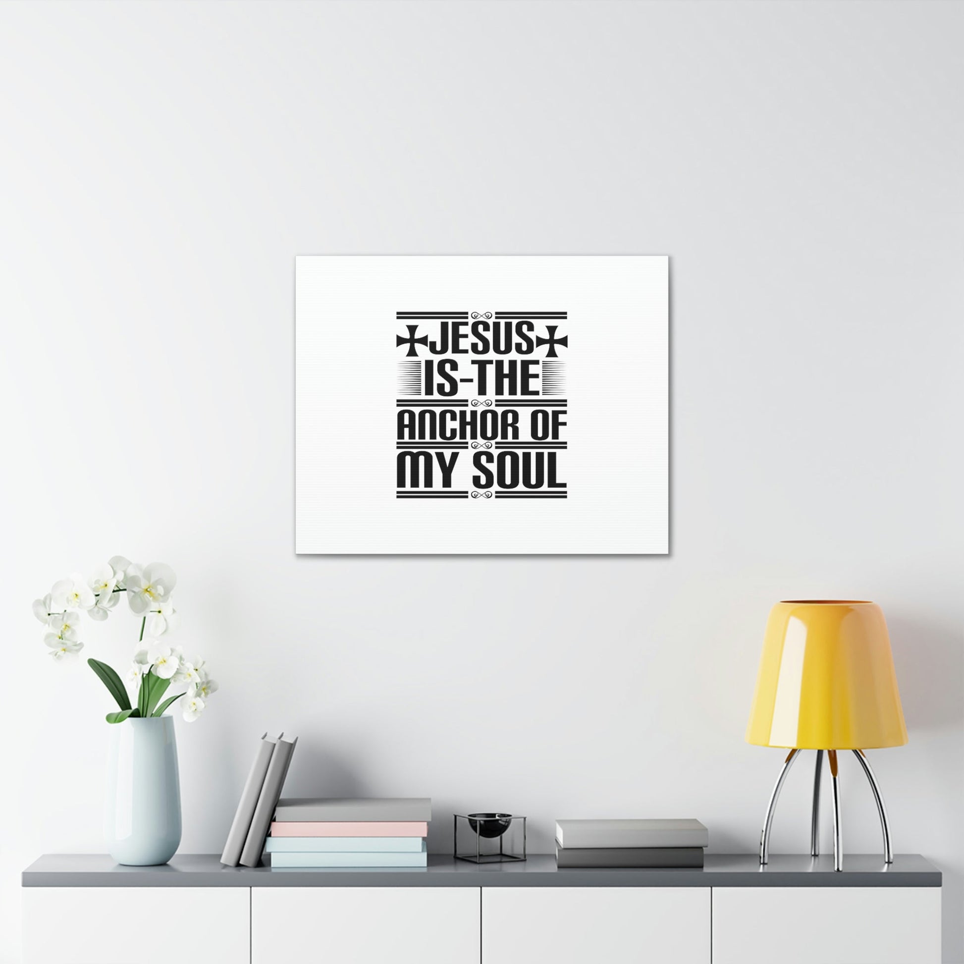 Anchor Of My Soul Hebrews 6:19 Cross White Christian Wall Art Bible Verse Print Ready to Hang Unframed-Express Your Love Gifts
