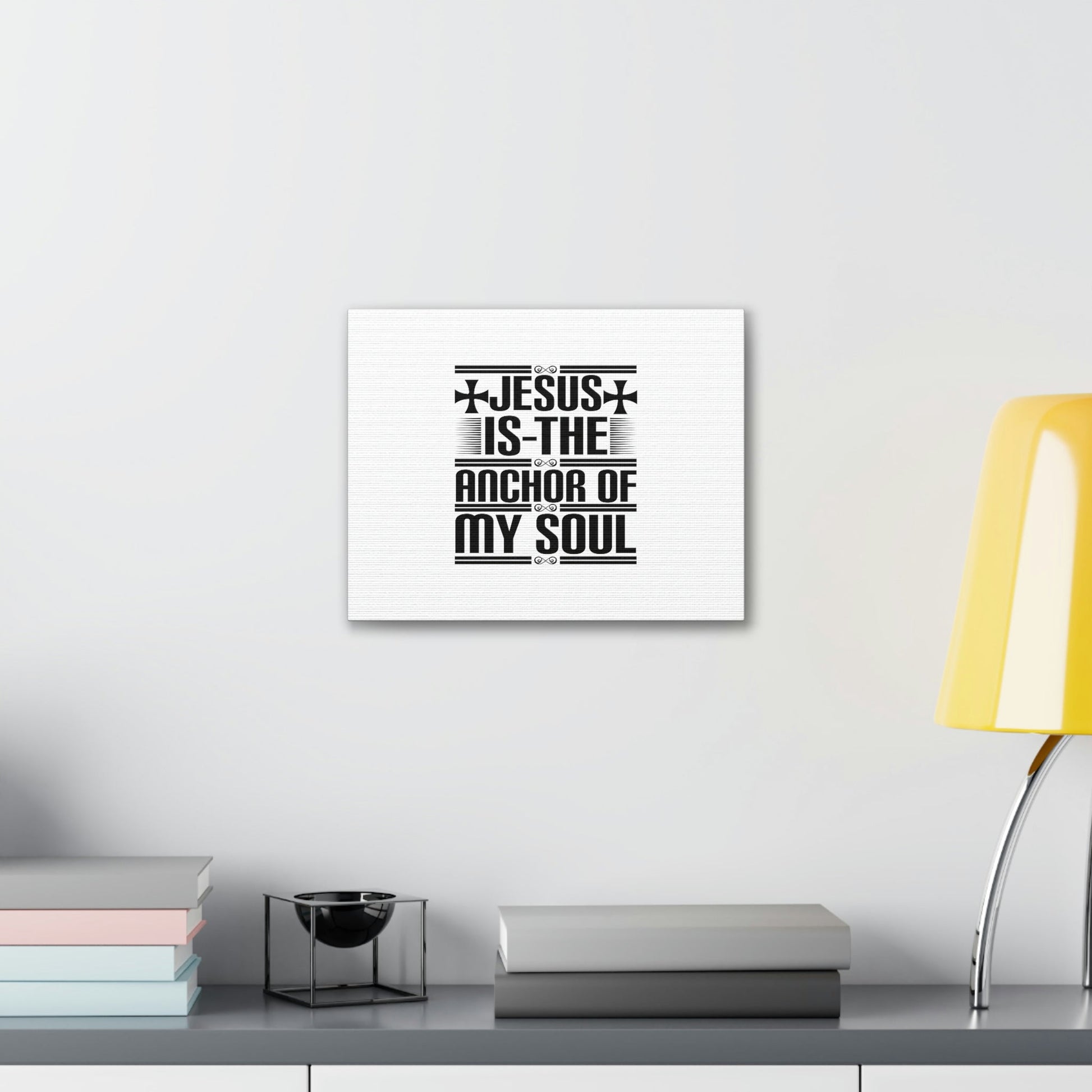 Anchor Of My Soul Hebrews 6:19 Cross White Christian Wall Art Bible Verse Print Ready to Hang Unframed-Express Your Love Gifts