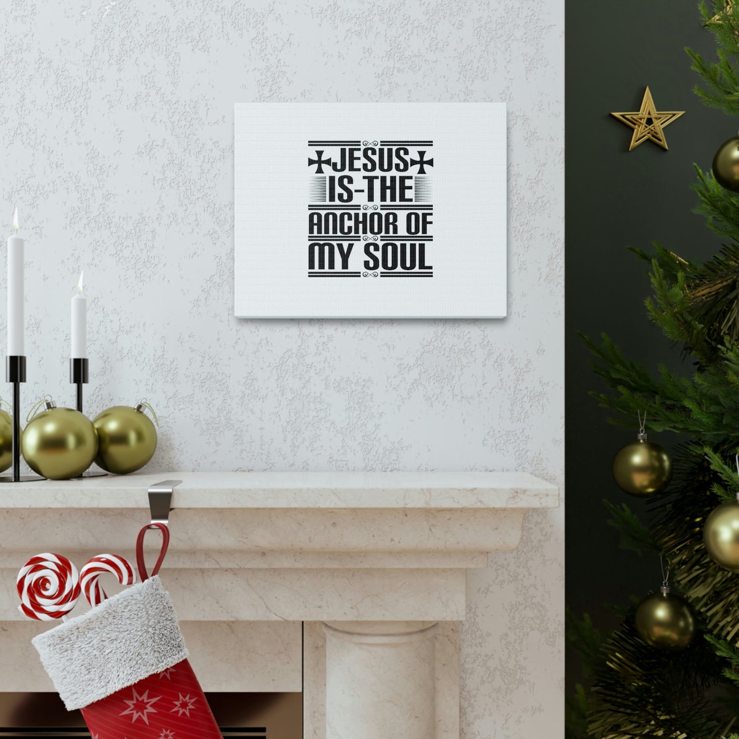 Anchor Of My Soul Hebrews 6:19 Cross White Christian Wall Art Bible Verse Print Ready to Hang Unframed-Express Your Love Gifts