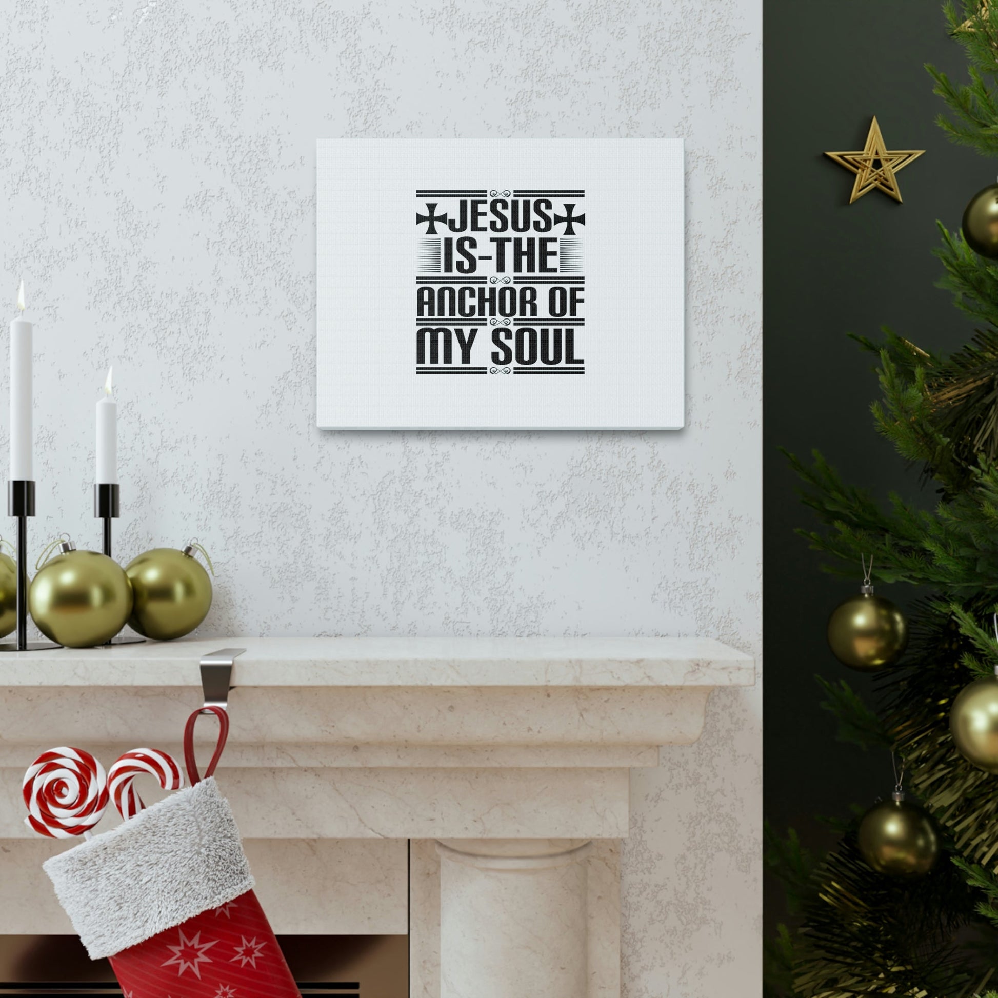 Anchor Of My Soul Hebrews 6:19 Cross White Christian Wall Art Bible Verse Print Ready to Hang Unframed-Express Your Love Gifts