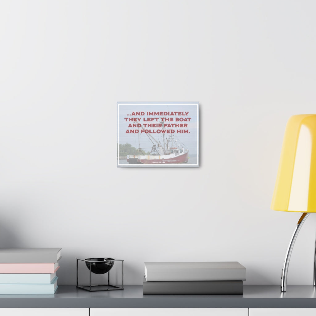 Scripture Walls And Followed Him Matthew 4:22 Bible Verse Canvas Christian Wall Art Ready to Hang Unframed-Express Your Love Gifts