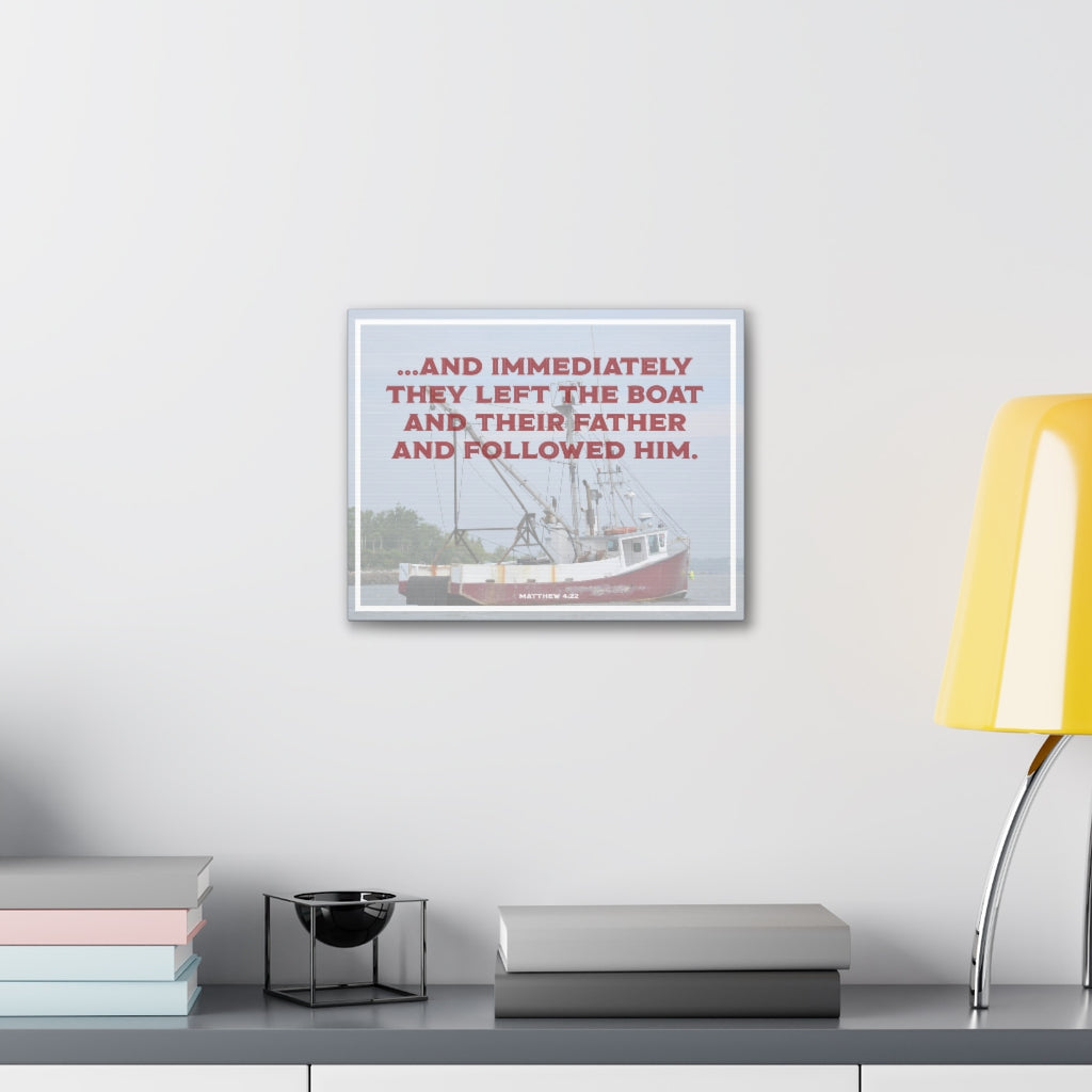 Scripture Walls And Followed Him Matthew 4:22 Bible Verse Canvas Christian Wall Art Ready to Hang Unframed-Express Your Love Gifts