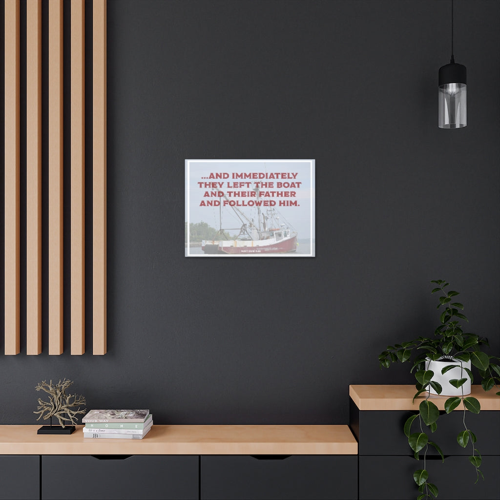 Scripture Walls And Followed Him Matthew 4:22 Bible Verse Canvas Christian Wall Art Ready to Hang Unframed-Express Your Love Gifts