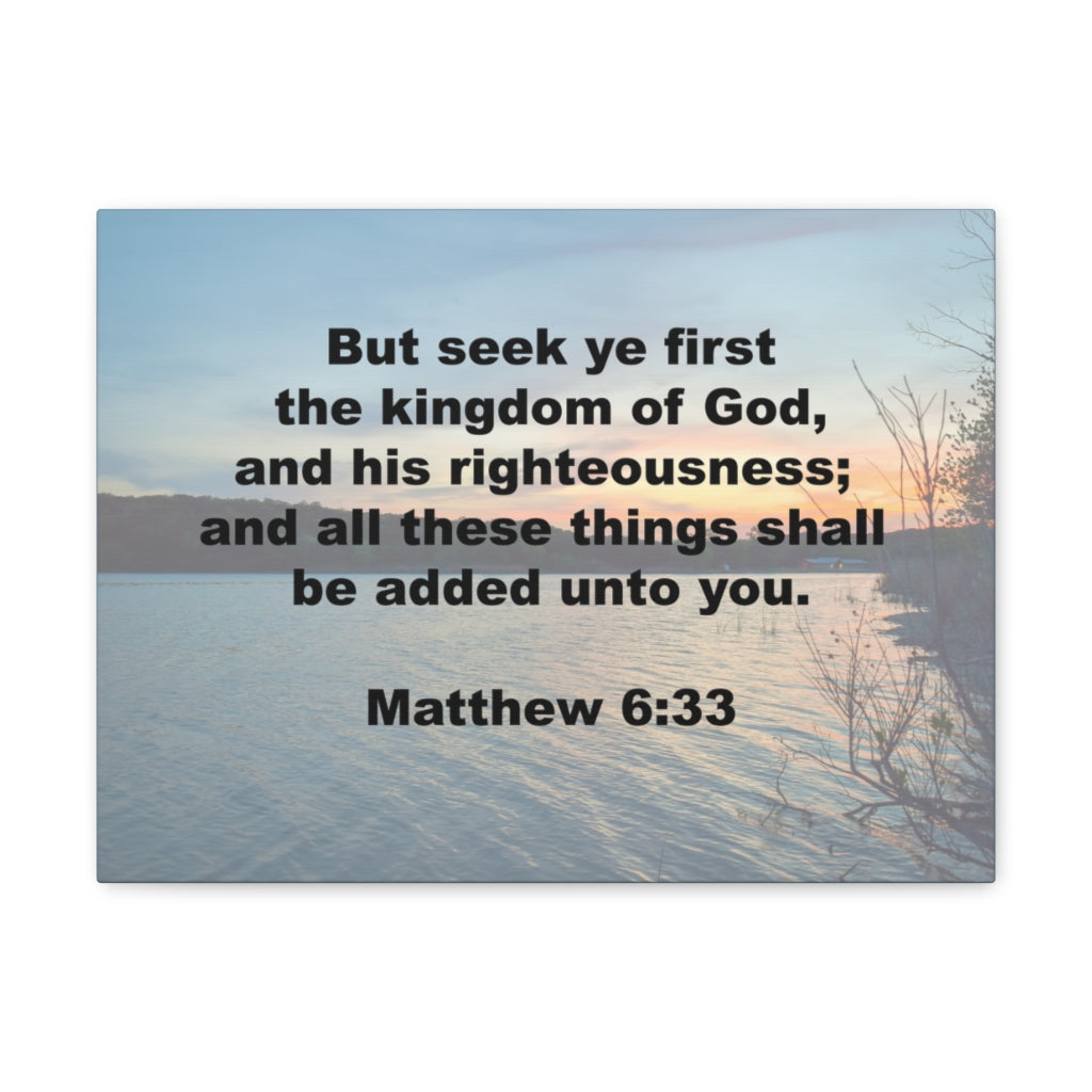 And His Righteousness Matthew 6:33 Plain Bible Verse Canvas Christian Wall Art Ready to Hang Unframed-Express Your Love Gifts
