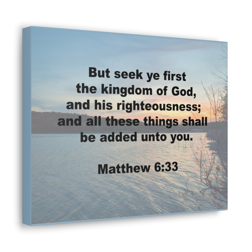 And His Righteousness Matthew 6:33 Plain Bible Verse Canvas Christian Wall Art Ready to Hang Unframed-Express Your Love Gifts