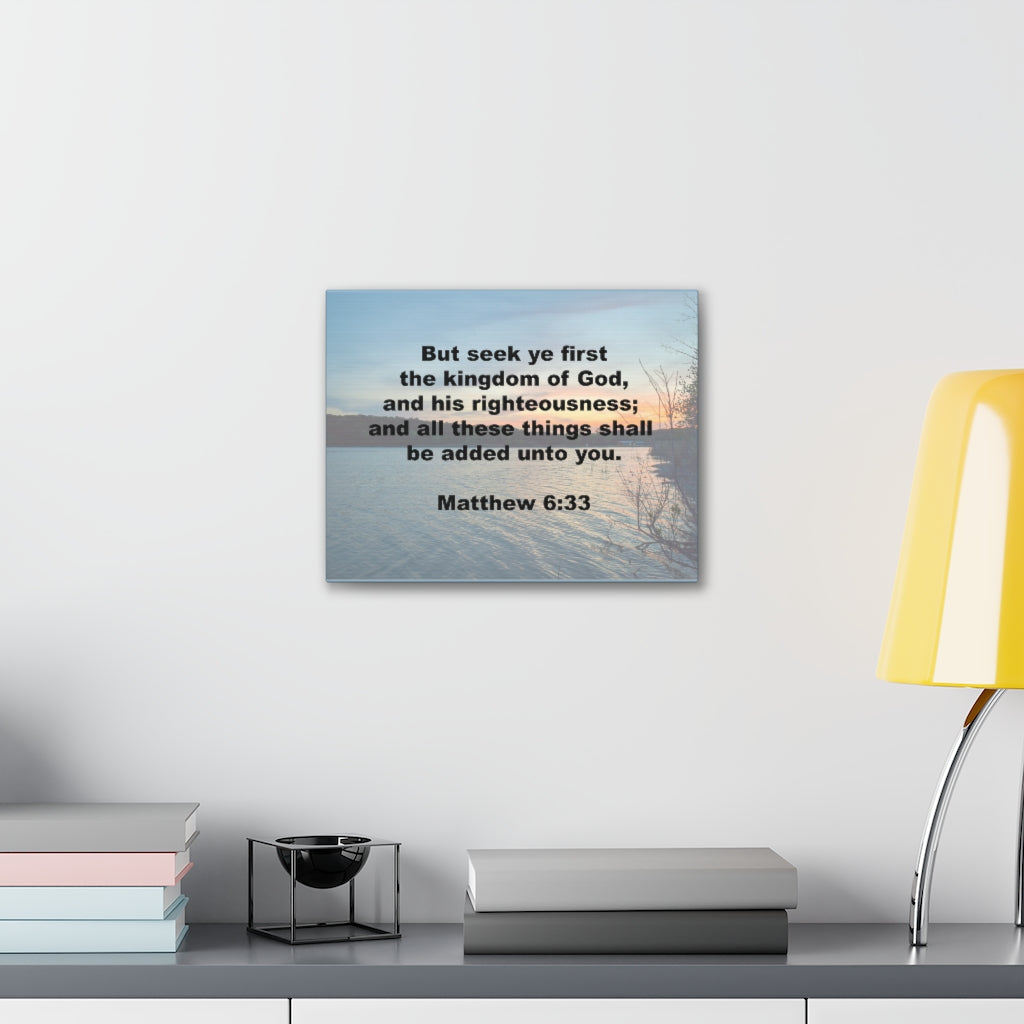 And His Righteousness Matthew 6:33 Plain Bible Verse Canvas Christian Wall Art Ready to Hang Unframed-Express Your Love Gifts