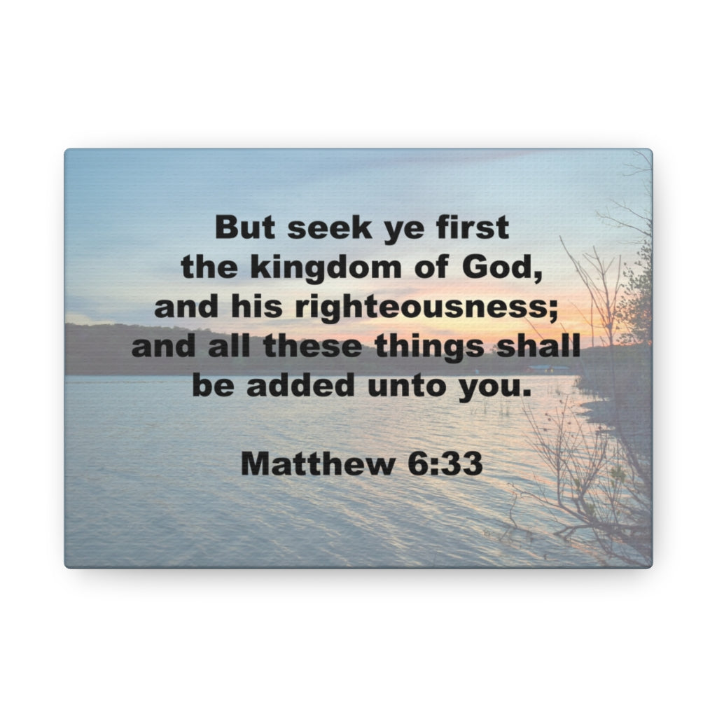 And His Righteousness Matthew 6:33 Plain Bible Verse Canvas Christian Wall Art Ready to Hang Unframed-Express Your Love Gifts