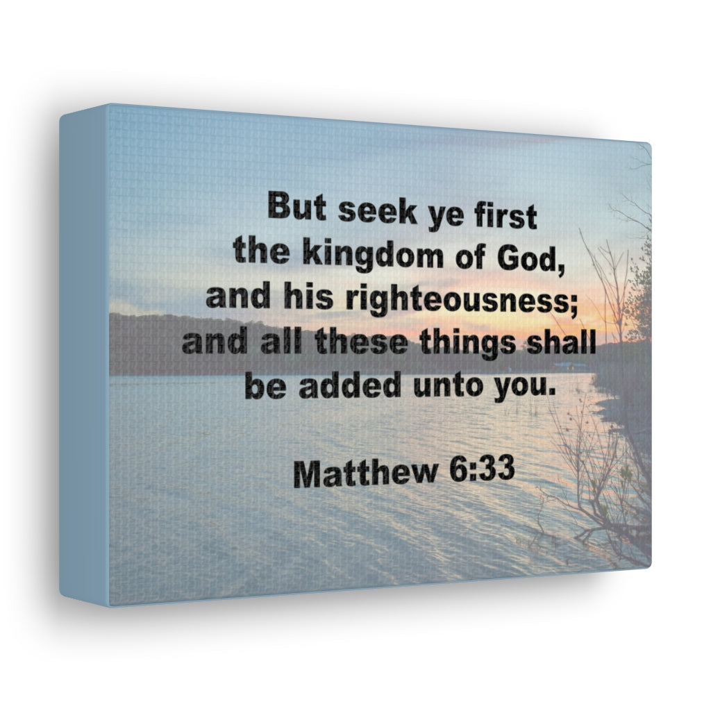 And His Righteousness Matthew 6:33 Plain Bible Verse Canvas Christian Wall Art Ready to Hang Unframed-Express Your Love Gifts