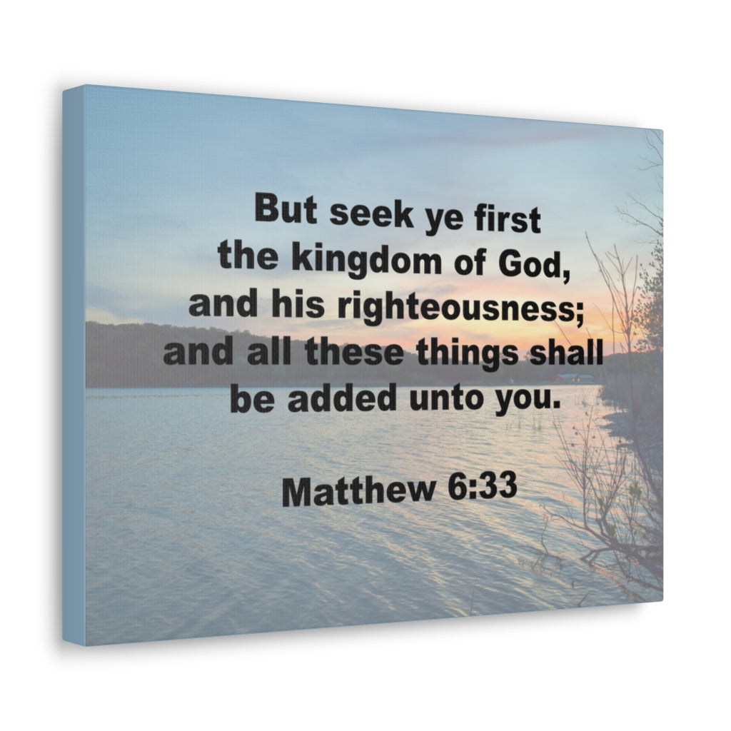 And His Righteousness Matthew 6:33 Plain Bible Verse Canvas Christian Wall Art Ready to Hang Unframed-Express Your Love Gifts
