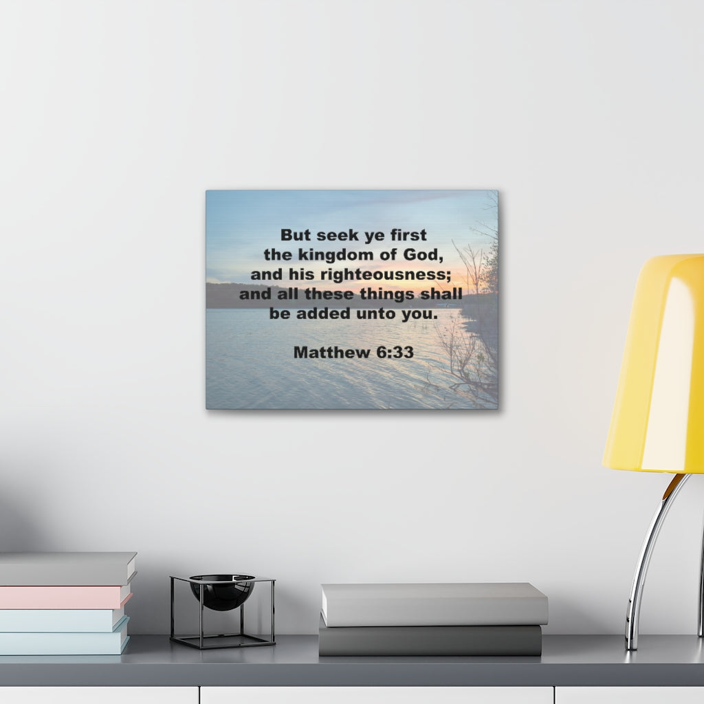 And His Righteousness Matthew 6:33 Plain Bible Verse Canvas Christian Wall Art Ready to Hang Unframed-Express Your Love Gifts