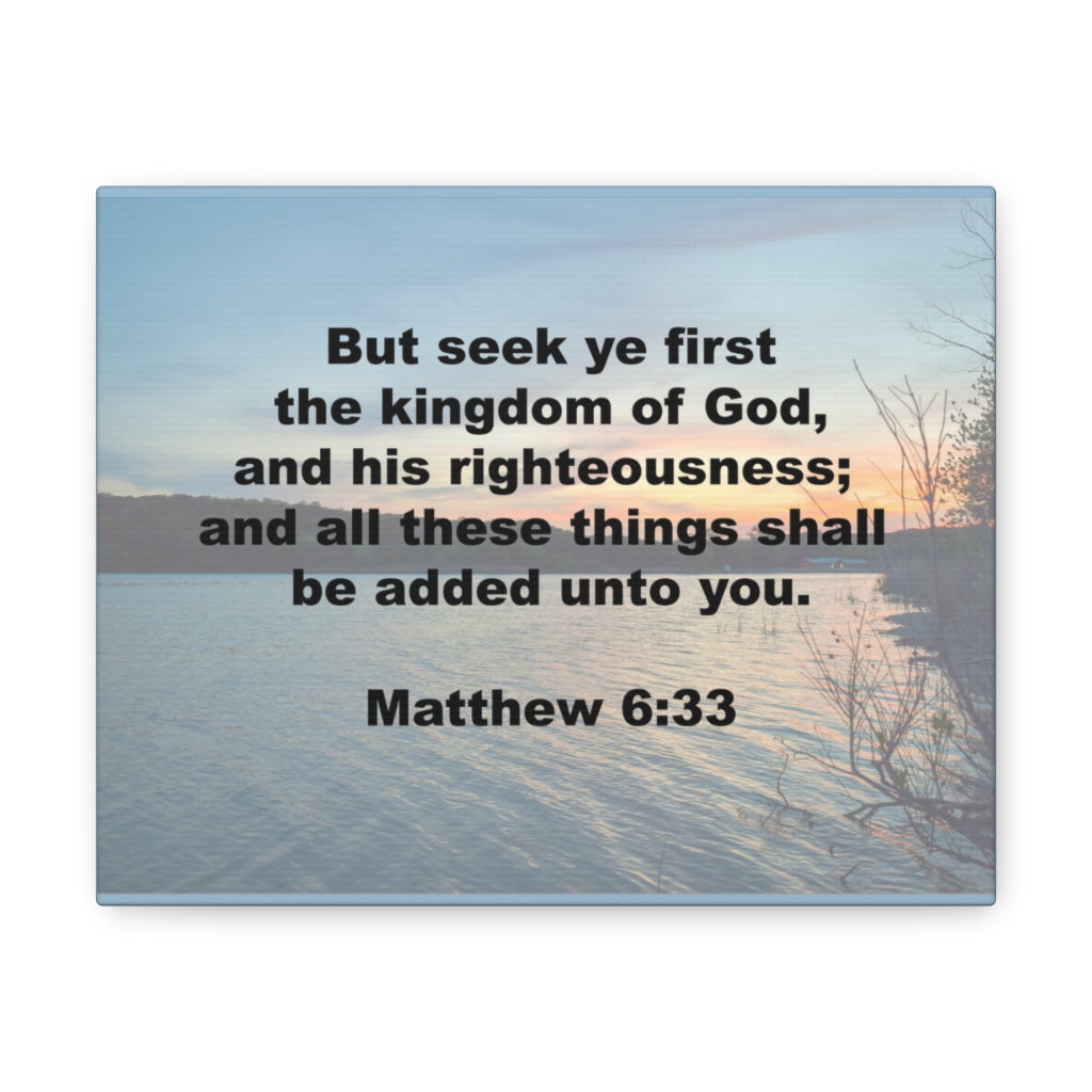 And His Righteousness Matthew 6:33 Plain Bible Verse Canvas Christian Wall Art Ready to Hang Unframed-Express Your Love Gifts