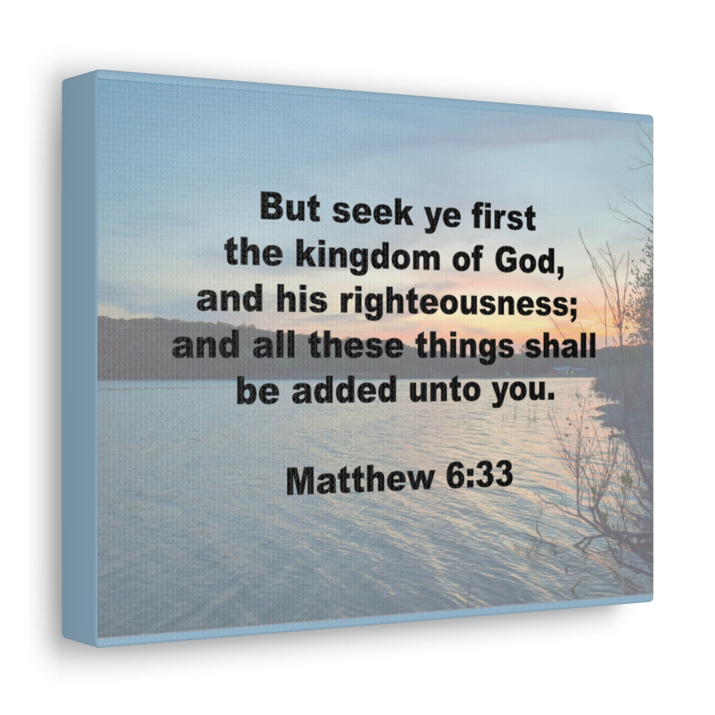 And His Righteousness Matthew 6:33 Plain Bible Verse Canvas Christian Wall Art Ready to Hang Unframed-Express Your Love Gifts