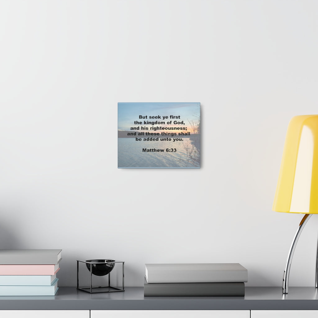 And His Righteousness Matthew 6:33 Plain Bible Verse Canvas Christian Wall Art Ready to Hang Unframed-Express Your Love Gifts