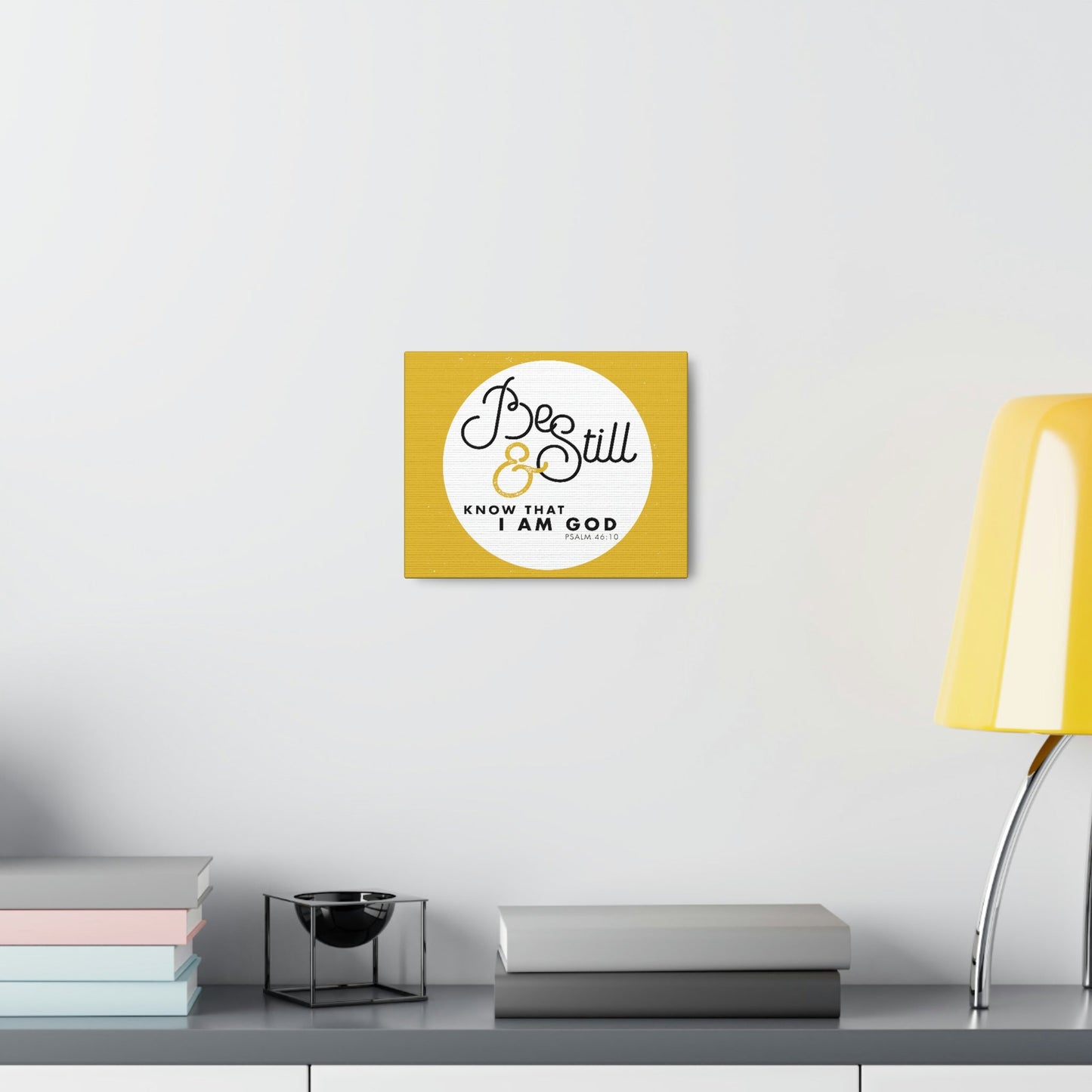Be Still And Know Psalm 46:10 Yellow Christian Wall Art Bible Verse Print Ready To Hang Unframed-Express Your Love Gifts