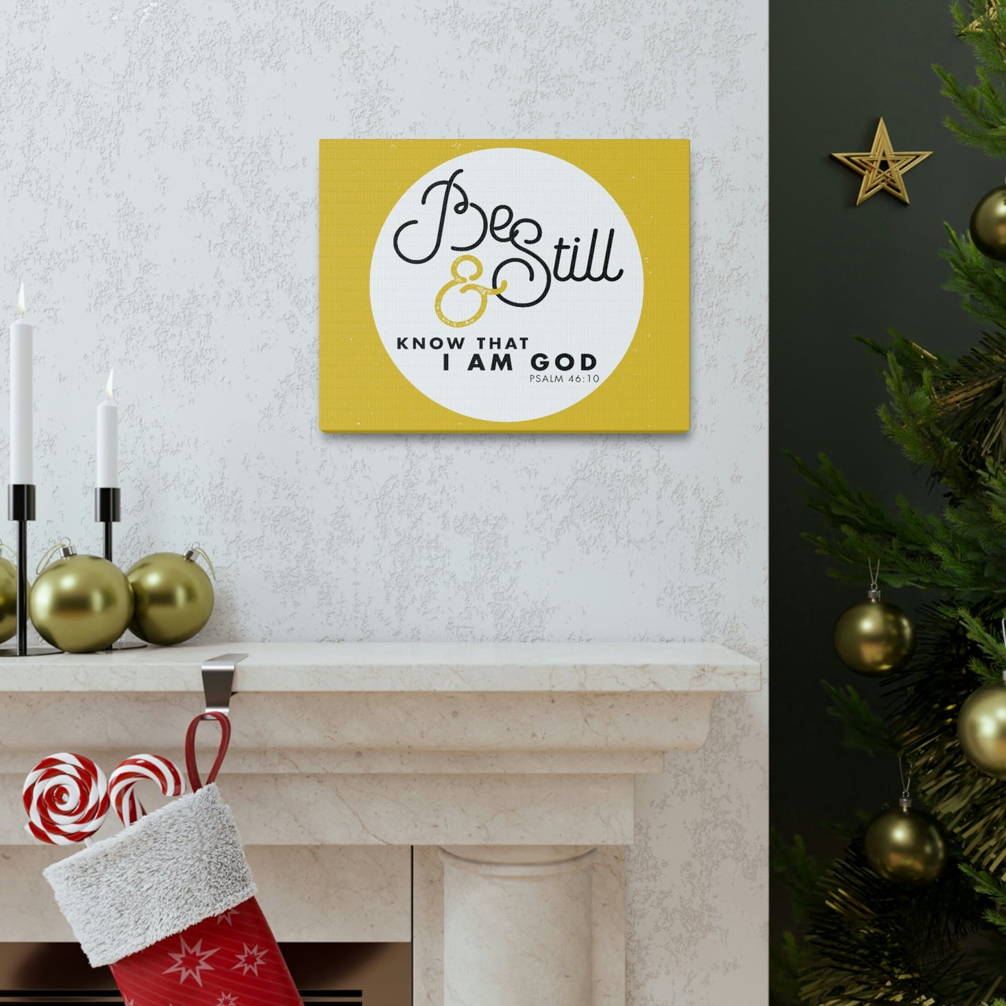 Be Still And Know Psalm 46:10 Yellow Christian Wall Art Bible Verse Print Ready To Hang Unframed-Express Your Love Gifts