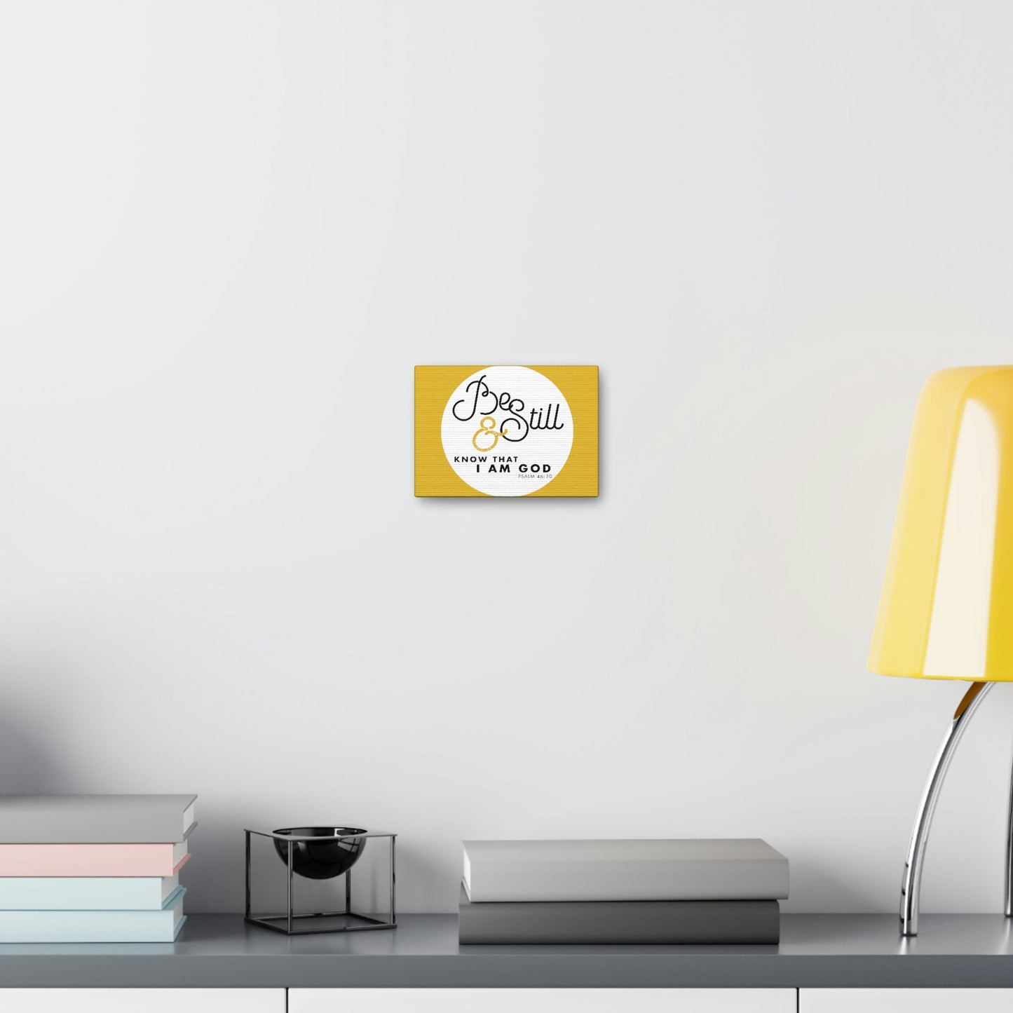 Be Still And Know Psalm 46:10 Yellow Christian Wall Art Bible Verse Print Ready To Hang Unframed-Express Your Love Gifts