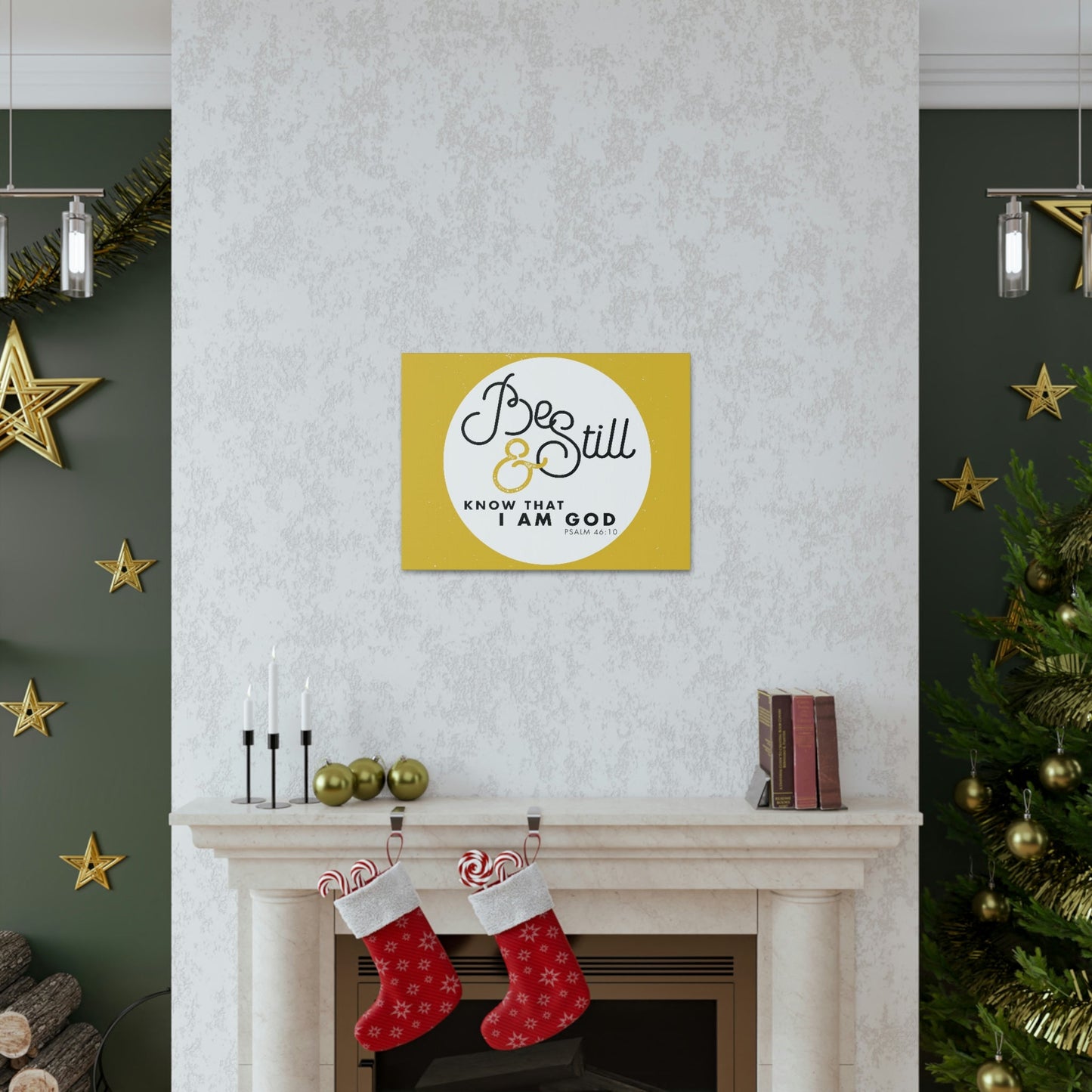 Be Still And Know Psalm 46:10 Yellow Christian Wall Art Bible Verse Print Ready To Hang Unframed-Express Your Love Gifts