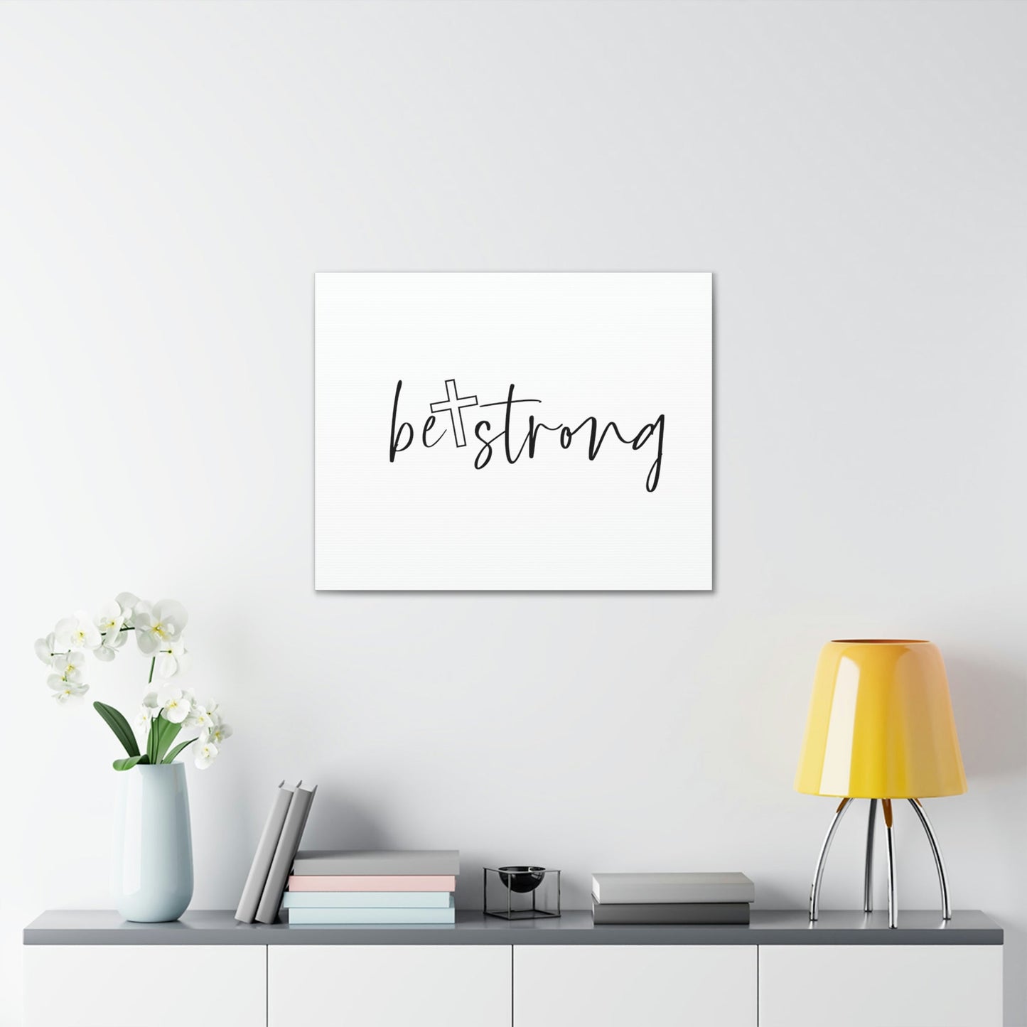 Be Strong Deuteronomy 31:6 White Cross Christian Wall Art Bible Verse Print Ready to Hang Unframed-Express Your Love Gifts