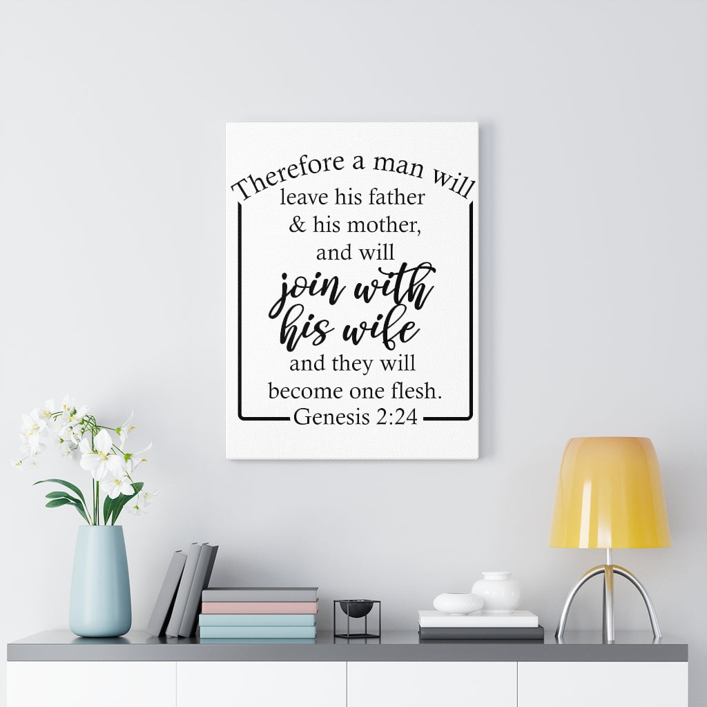 Scripture Walls Become One Flesh Genesis 2:24 Bible Verse Canvas Christian Wall Art Ready to Hang Unframed-Express Your Love Gifts