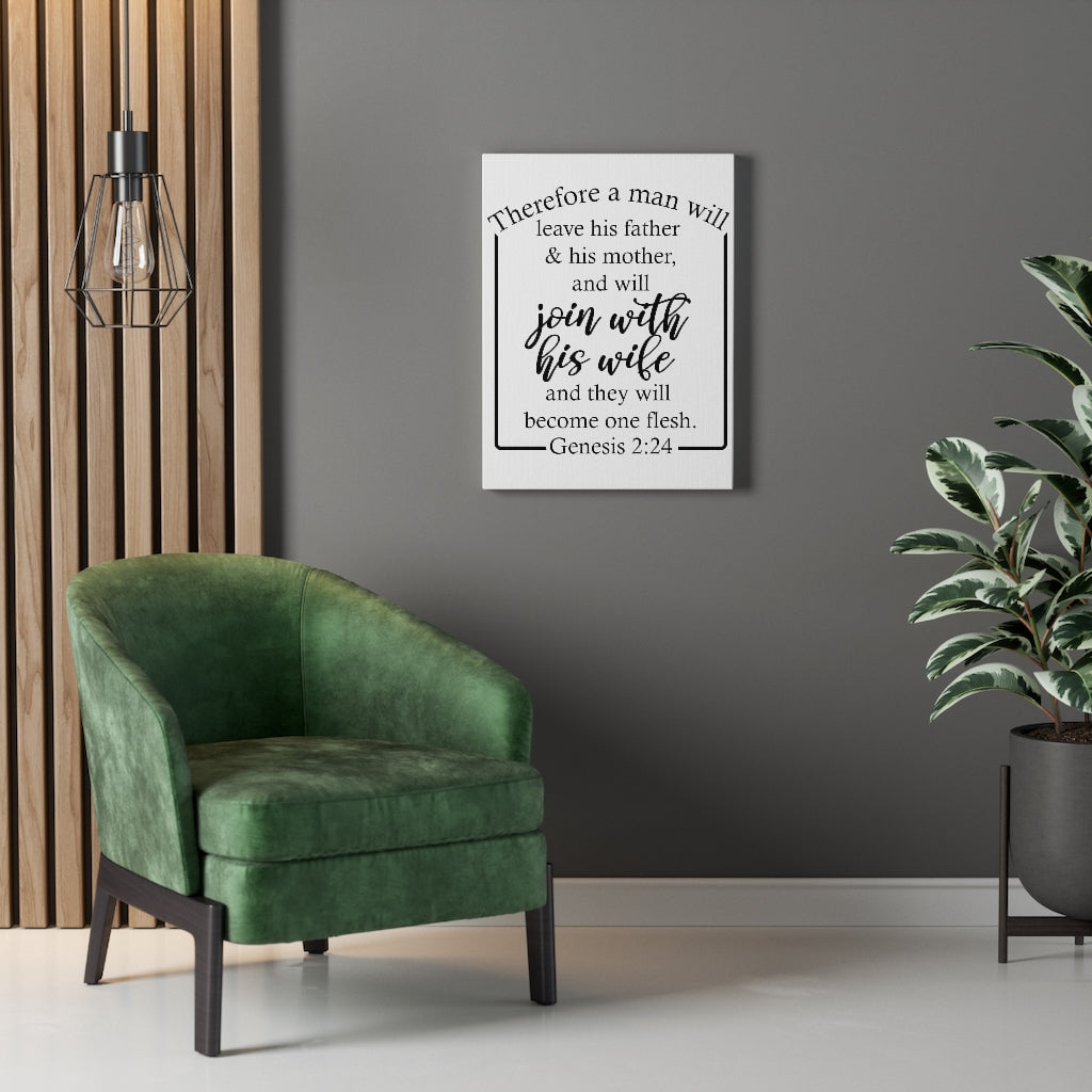 Scripture Walls Become One Flesh Genesis 2:24 Bible Verse Canvas Christian Wall Art Ready to Hang Unframed-Express Your Love Gifts
