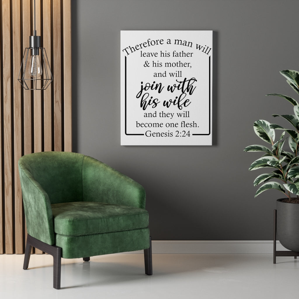 Scripture Walls Become One Flesh Genesis 2:24 Bible Verse Canvas Christian Wall Art Ready to Hang Unframed-Express Your Love Gifts
