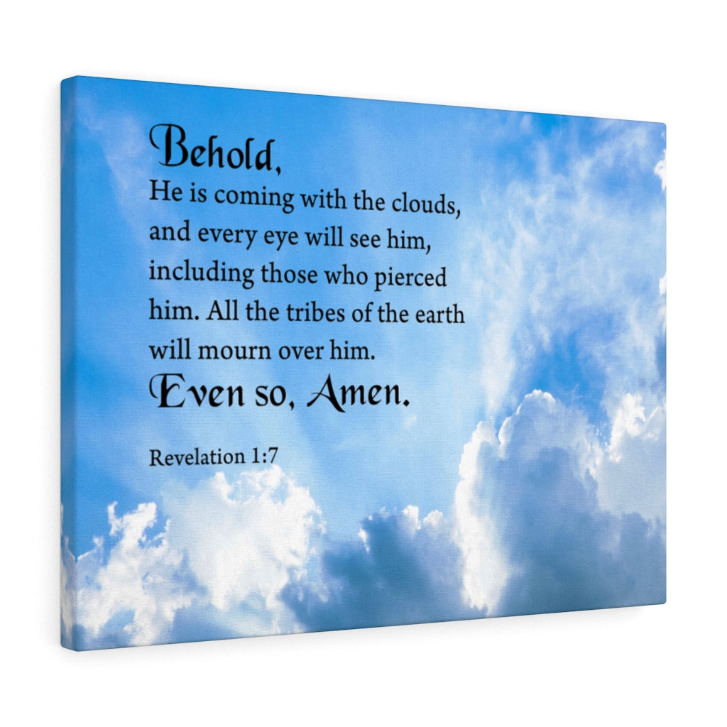 Behold He is Coming With The Clouds Revelation 1:7 Wall Art Christian Home Decor Unframed-Express Your Love Gifts