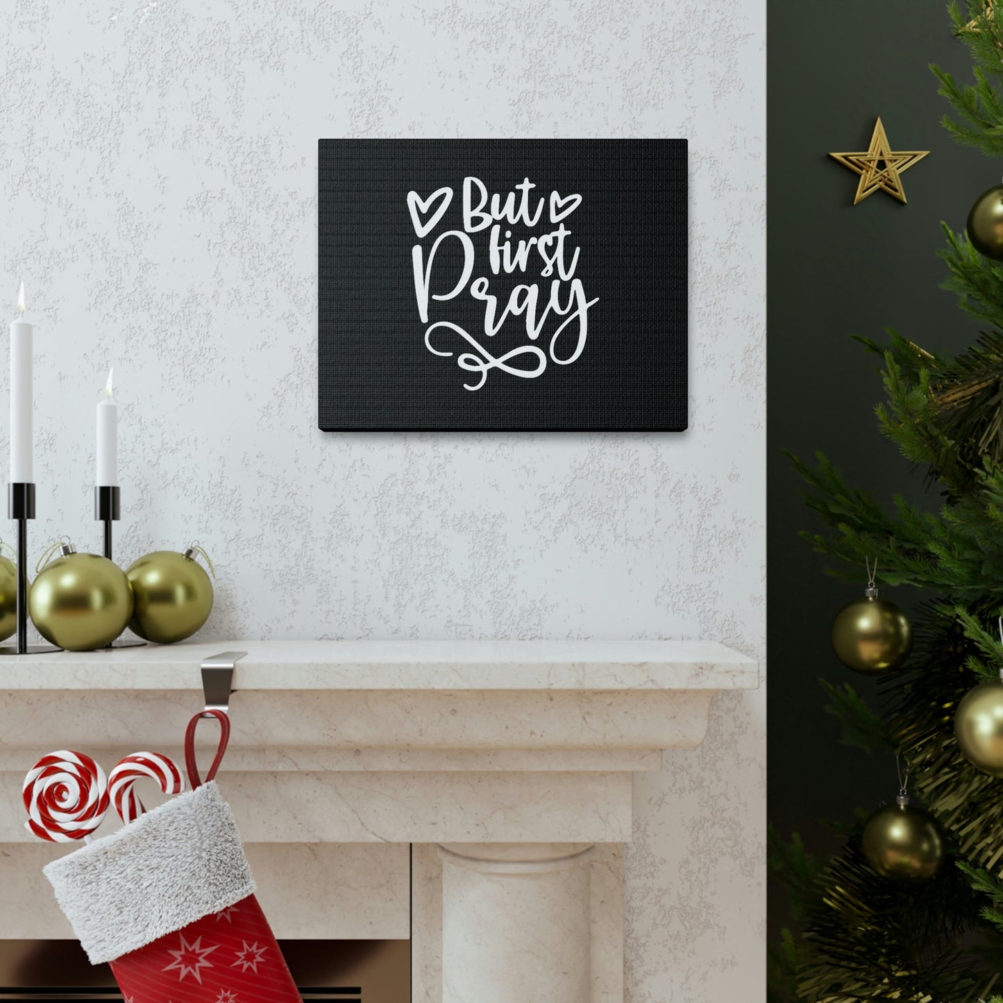 But First Pray Luke 18:1 Two Hearts Christian Wall Art Bible Verse Print Ready to Hang Unframed-Express Your Love Gifts