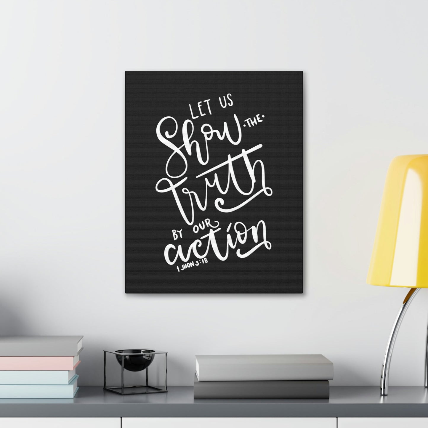 Scripture Walls By Our Action 1 John 3:18 Bible Verse Canvas Christian Wall Art Ready to Hang Unframed-Express Your Love Gifts