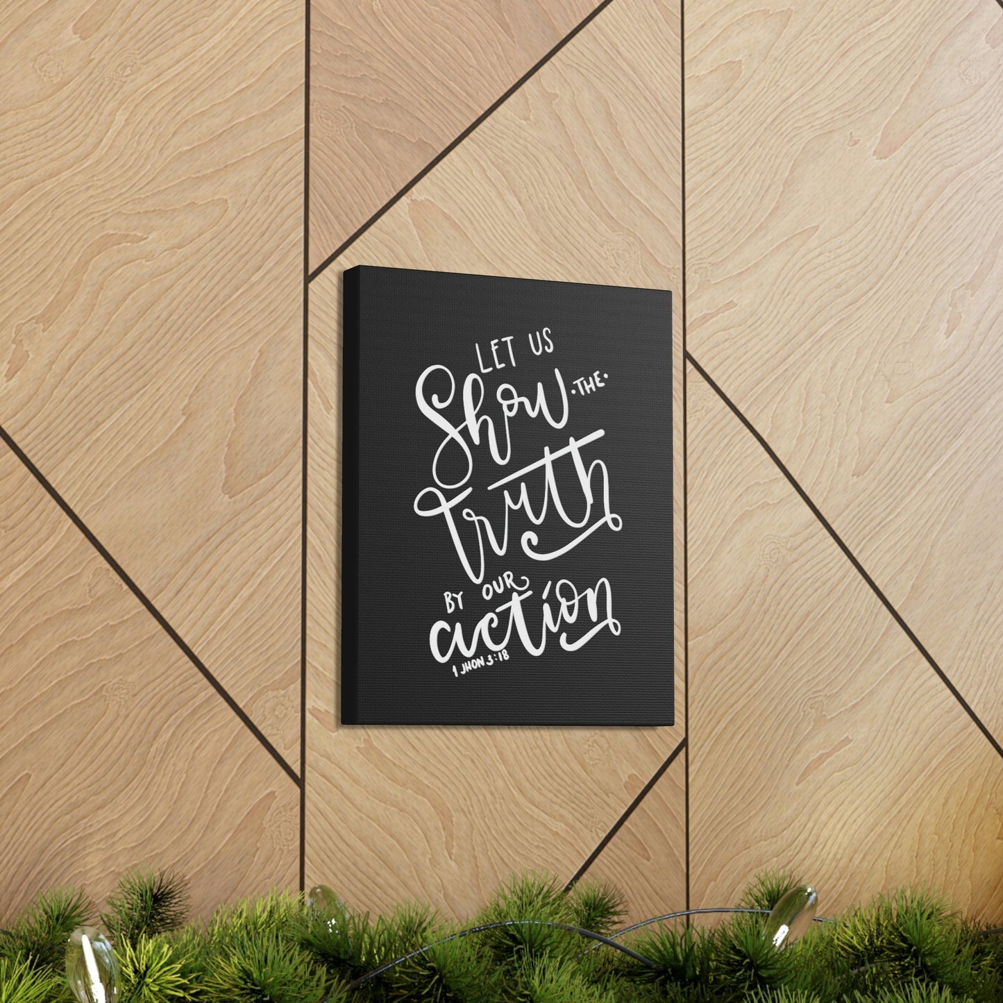 Scripture Walls By Our Action 1 John 3:18 Bible Verse Canvas Christian Wall Art Ready to Hang Unframed-Express Your Love Gifts