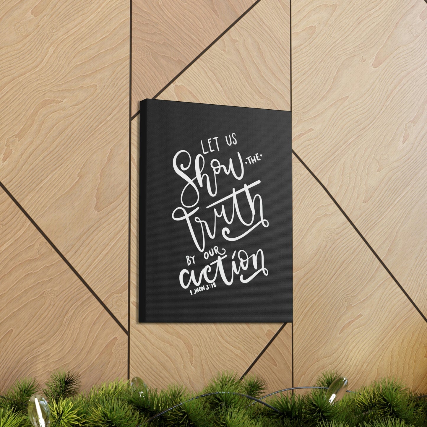Scripture Walls By Our Action 1 John 3:18 Bible Verse Canvas Christian Wall Art Ready to Hang Unframed-Express Your Love Gifts