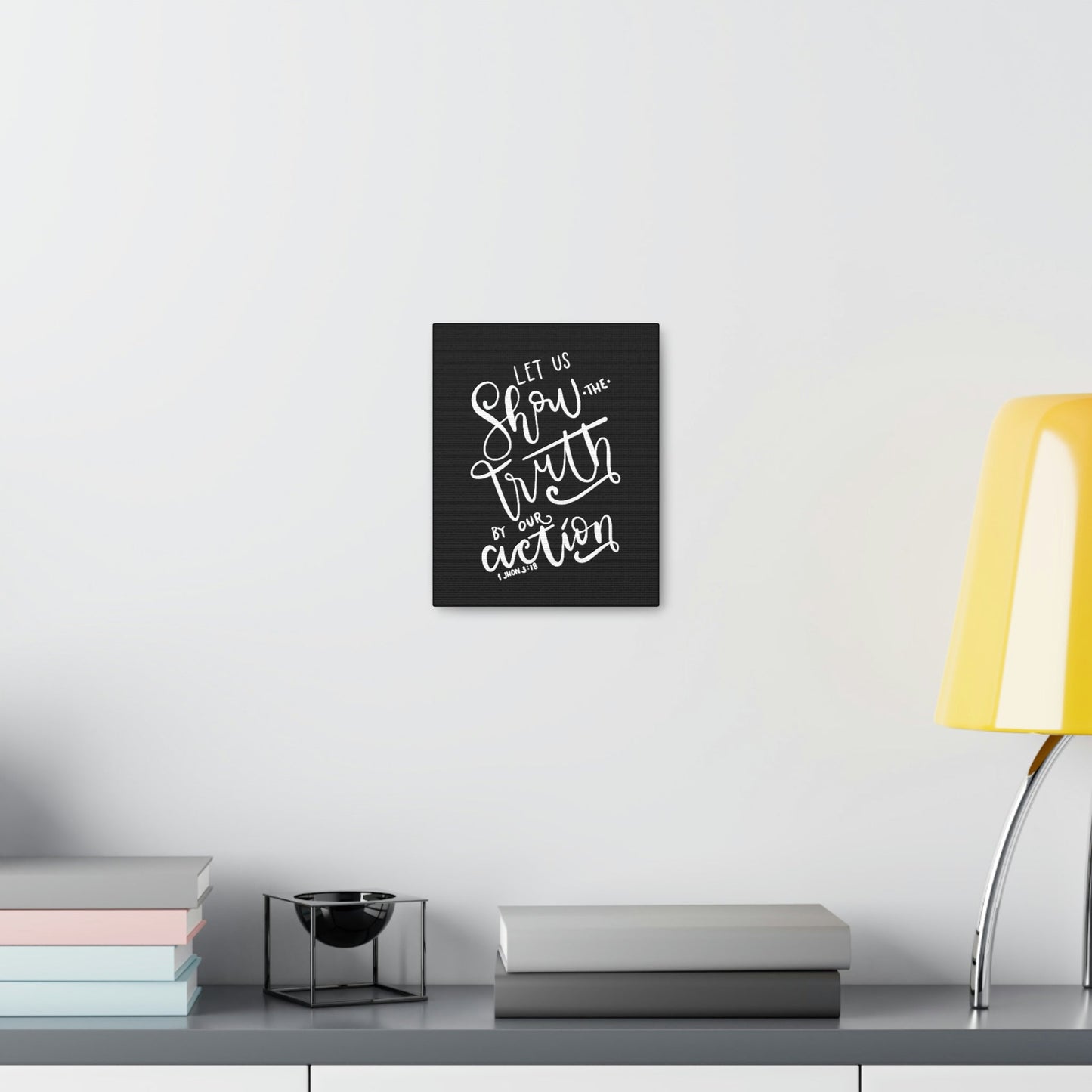 Scripture Walls By Our Action 1 John 3:18 Bible Verse Canvas Christian Wall Art Ready to Hang Unframed-Express Your Love Gifts
