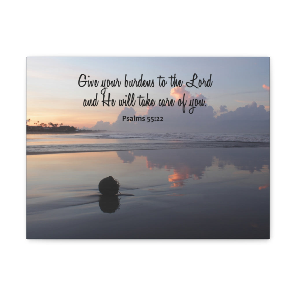 CAre Of You Psalms 55:22 Bible Verse Canvas Christian Wall Art Ready to Hang Unframed-Express Your Love Gifts