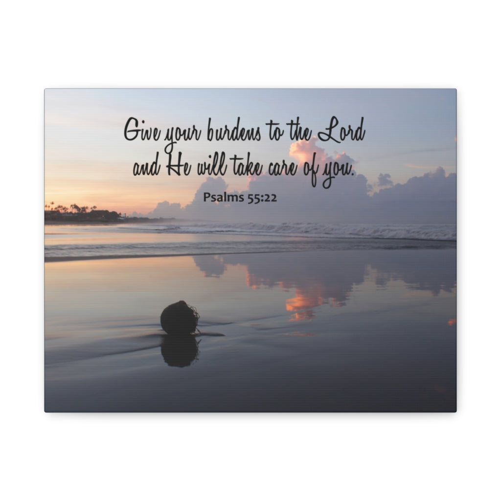 CAre Of You Psalms 55:22 Bible Verse Canvas Christian Wall Art Ready to Hang Unframed-Express Your Love Gifts