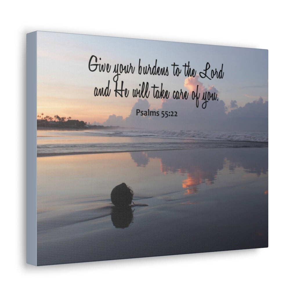 CAre Of You Psalms 55:22 Bible Verse Canvas Christian Wall Art Ready to Hang Unframed-Express Your Love Gifts