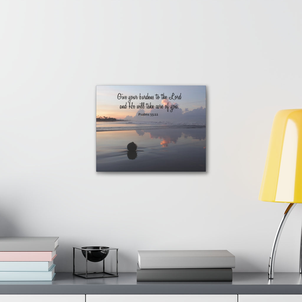 CAre Of You Psalms 55:22 Bible Verse Canvas Christian Wall Art Ready to Hang Unframed-Express Your Love Gifts