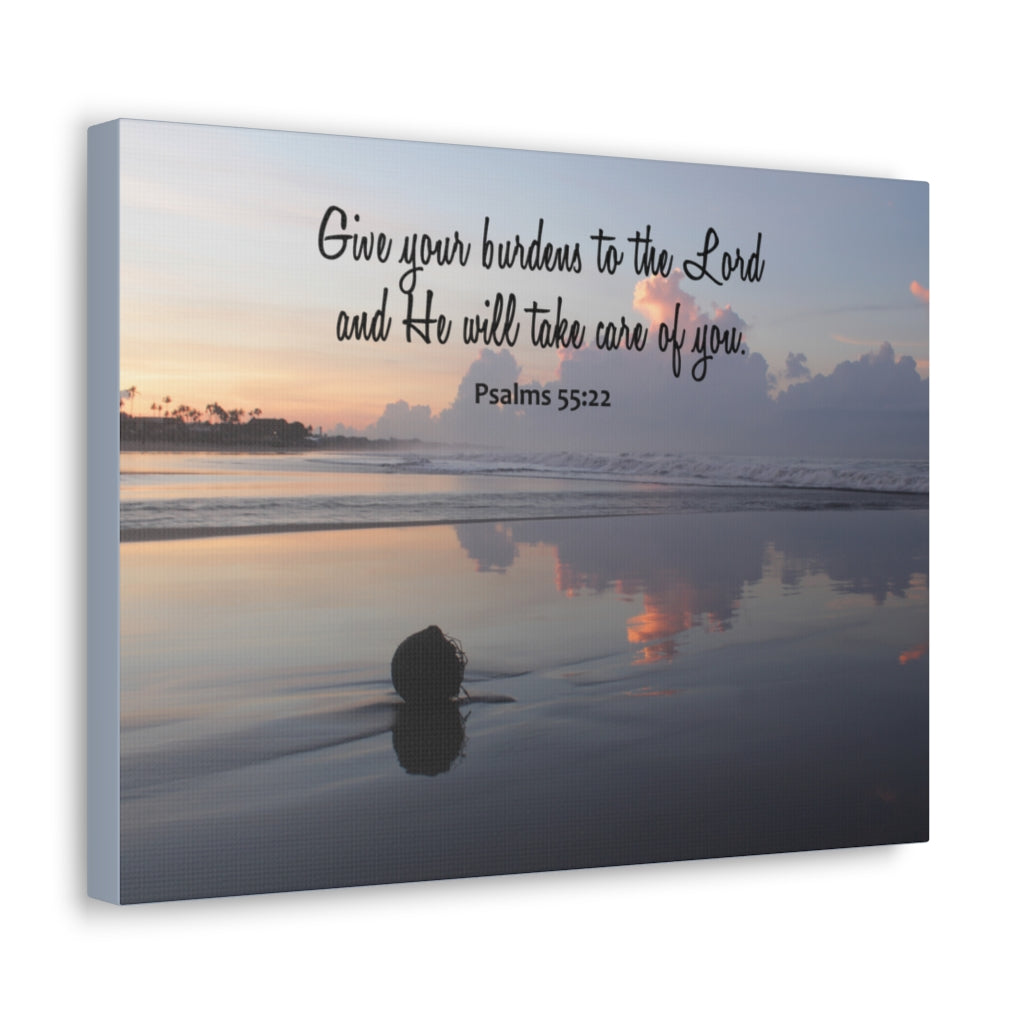 CAre Of You Psalms 55:22 Bible Verse Canvas Christian Wall Art Ready to Hang Unframed-Express Your Love Gifts