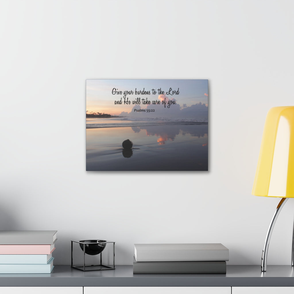CAre Of You Psalms 55:22 Bible Verse Canvas Christian Wall Art Ready to Hang Unframed-Express Your Love Gifts