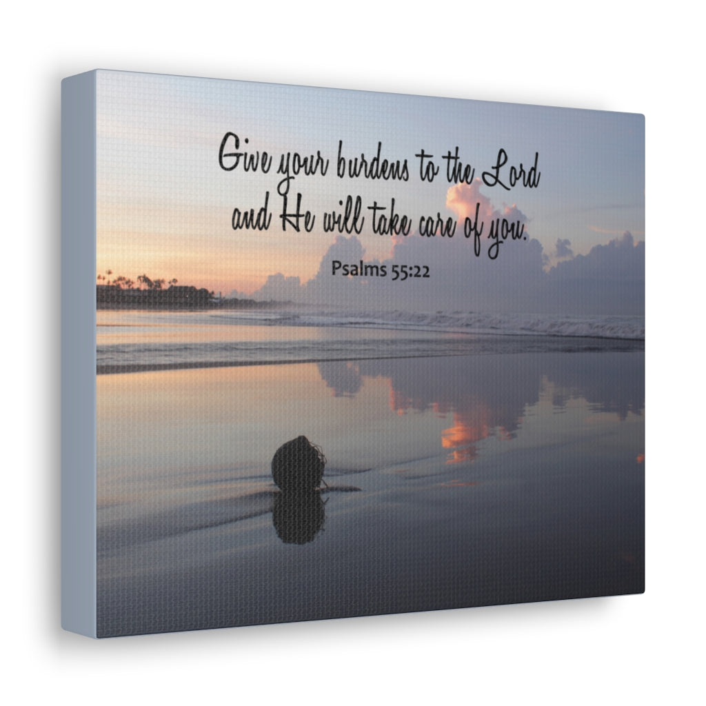 CAre Of You Psalms 55:22 Bible Verse Canvas Christian Wall Art Ready to Hang Unframed-Express Your Love Gifts
