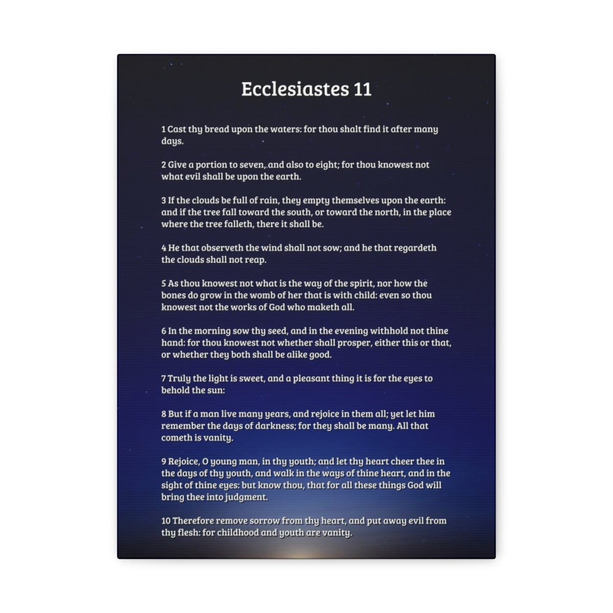 Scripture Walls Ecclesiastes 11 Chapter Sky Charity Bible Canvas Christian Wall Art Ready to Hang Unframed-Express Your Love Gifts
