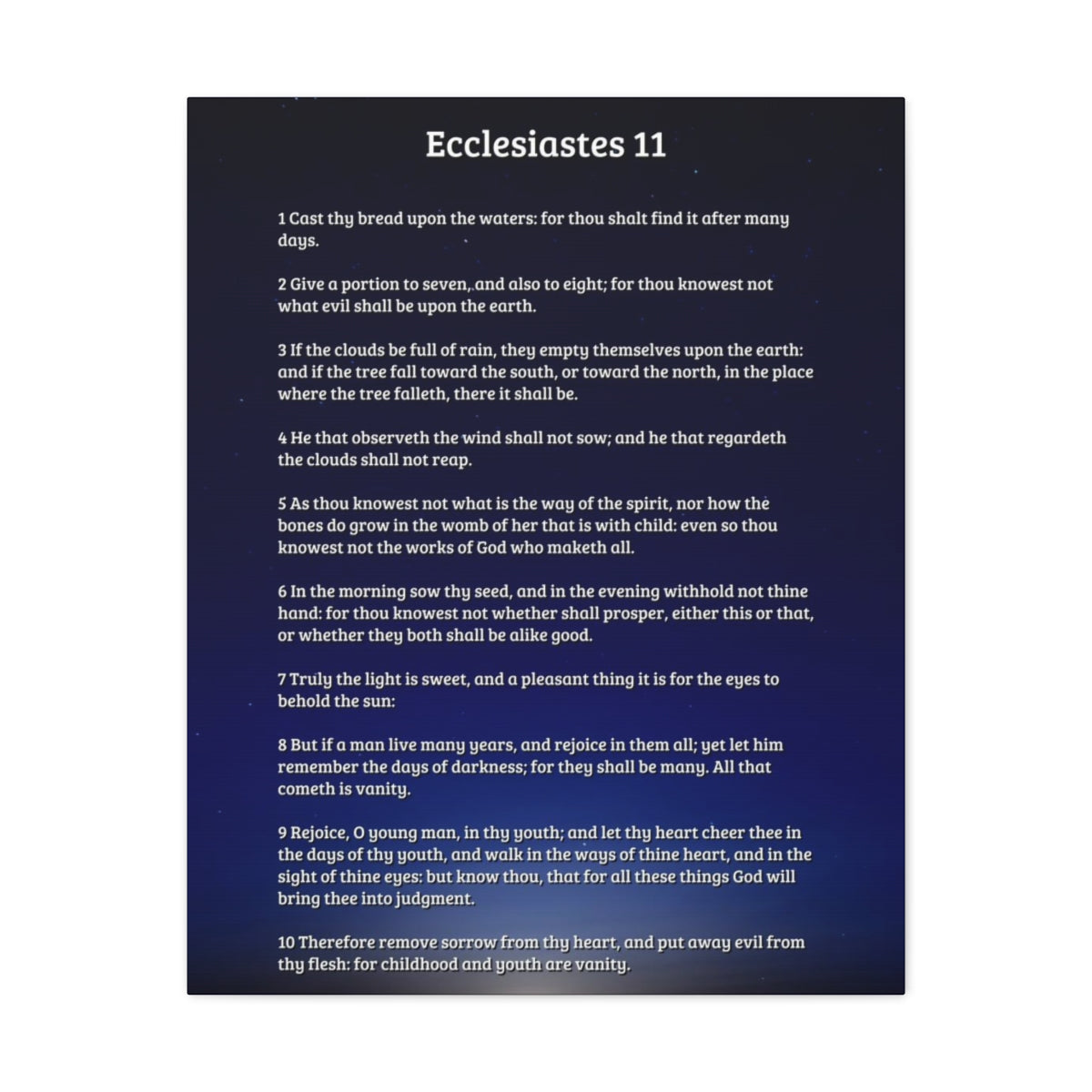 Scripture Walls Ecclesiastes 11 Chapter Sky Charity Bible Canvas Christian Wall Art Ready to Hang Unframed-Express Your Love Gifts