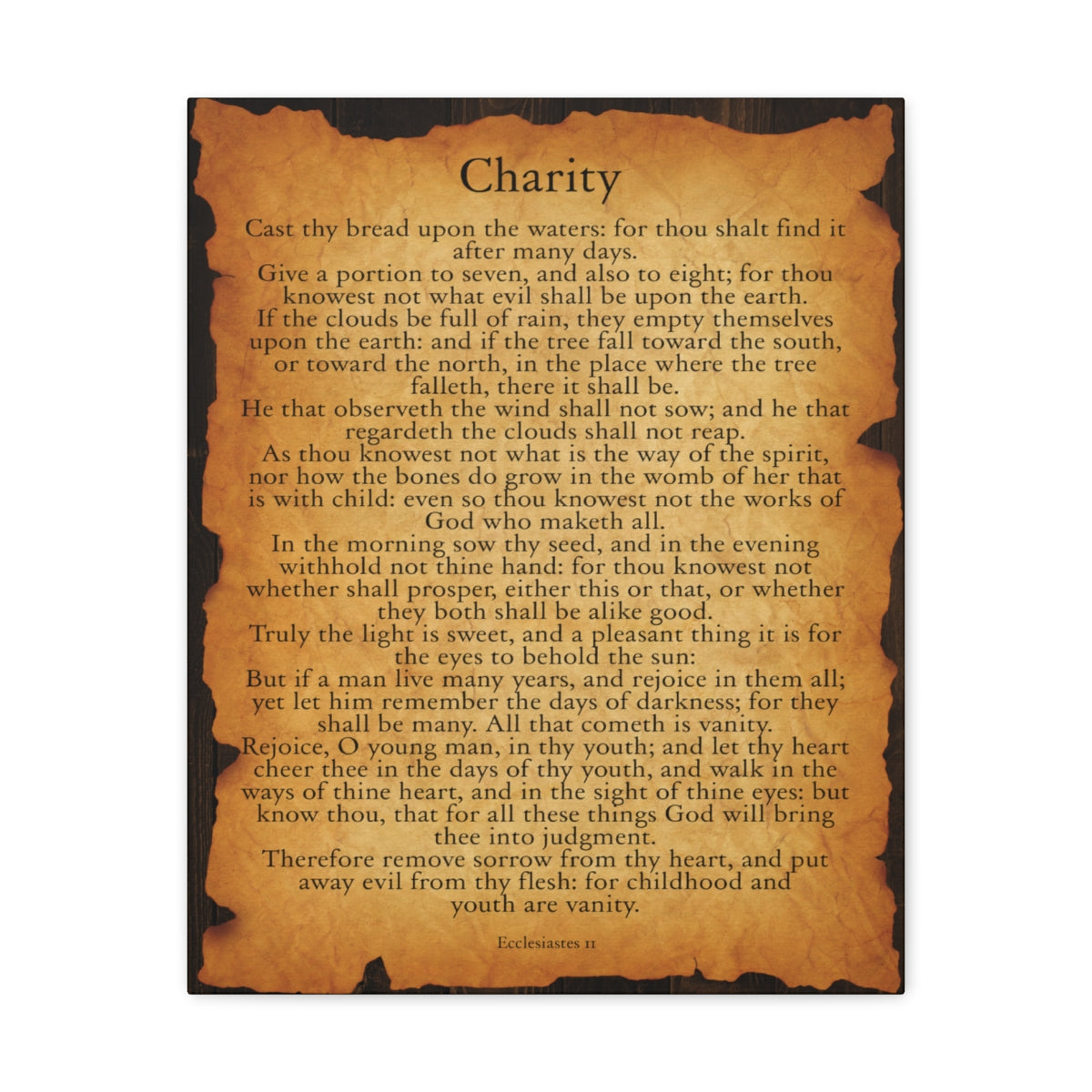 Scripture Walls Ecclesiastes 11 Chapter Gold Brown Bible Verse Canvas Christian Wall Art Ready to Hang Unframed-Express Your Love Gifts