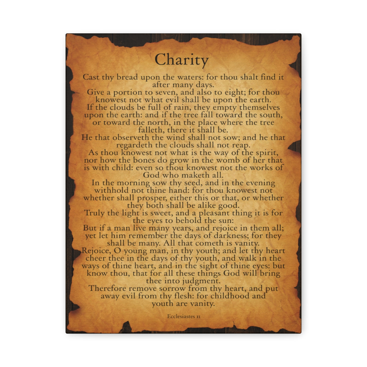 Scripture Walls Ecclesiastes 11 Chapter Gold Brown Bible Verse Canvas Christian Wall Art Ready to Hang Unframed-Express Your Love Gifts