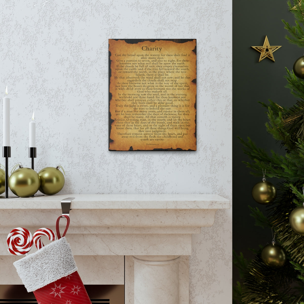 Scripture Walls Ecclesiastes 11 Chapter Gold Brown Bible Verse Canvas Christian Wall Art Ready to Hang Unframed-Express Your Love Gifts